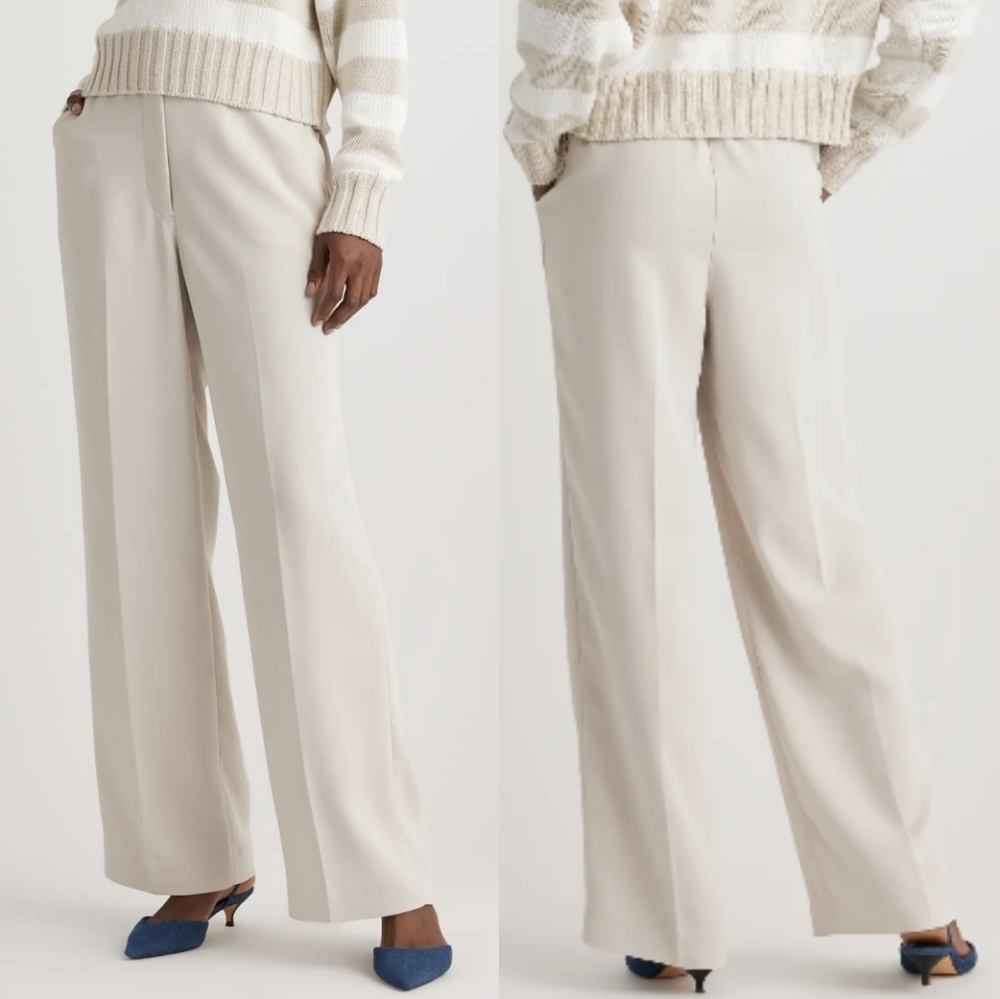 Quince Cream Wide-Leg Trousers